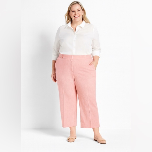 Talbots Pants - Talbots Women's Pink Cropped Heritage Linen Blend Pants.   Size-16